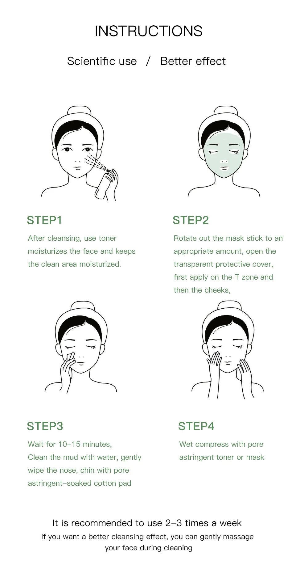 3x Cleansing Pack - Green Tea Mud Mask Stick - Best Mud